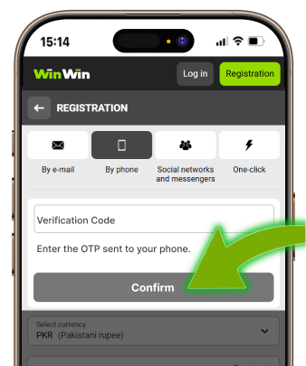 Enter the OTP code received via SMS